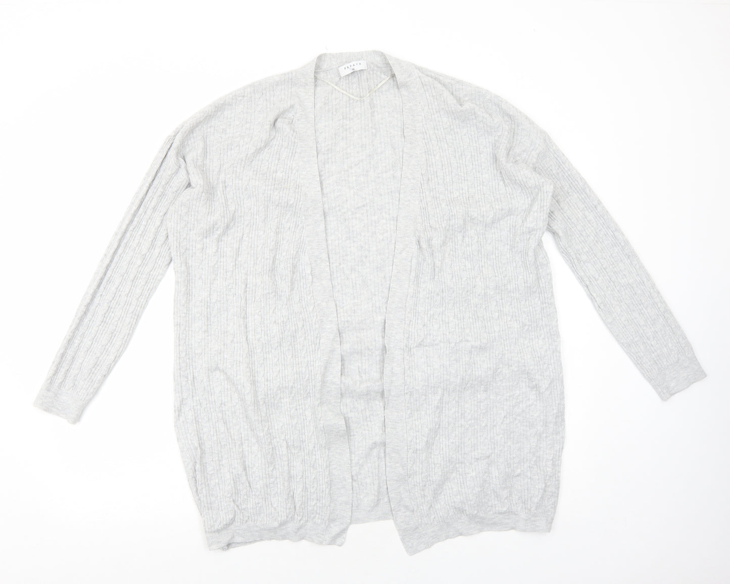 Papaya Womens Grey V-Neck Cotton Cardigan Jumper Size M