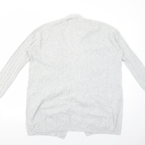 Papaya Womens Grey V-Neck Cotton Cardigan Jumper Size M