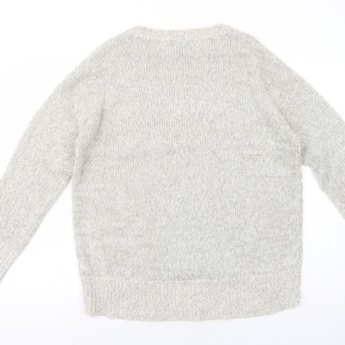 New Look Womens Grey Round Neck Acrylic Pullover Jumper Size M