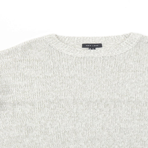 New Look Womens Grey Round Neck Acrylic Pullover Jumper Size M