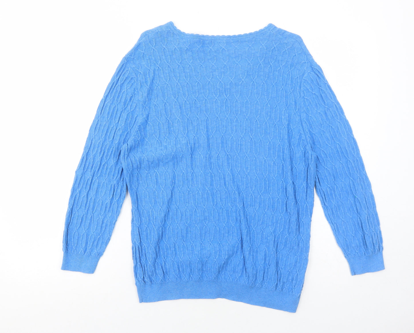 CC Womens Blue V-Neck Cotton Pullover Jumper Size XL