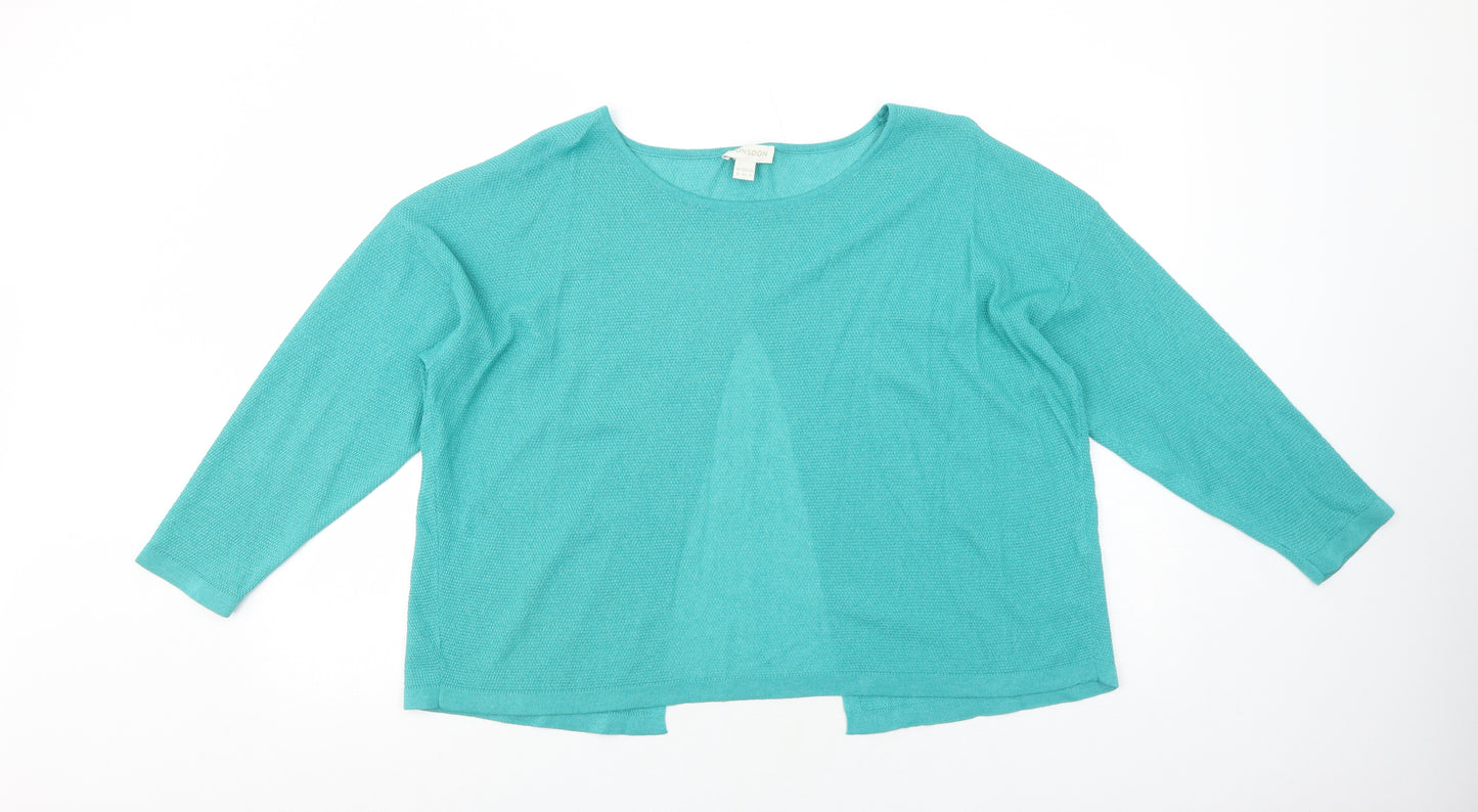 Monsoon Womens Green Viscose Basic Blouse Size 16 Boat Neck - Open Back