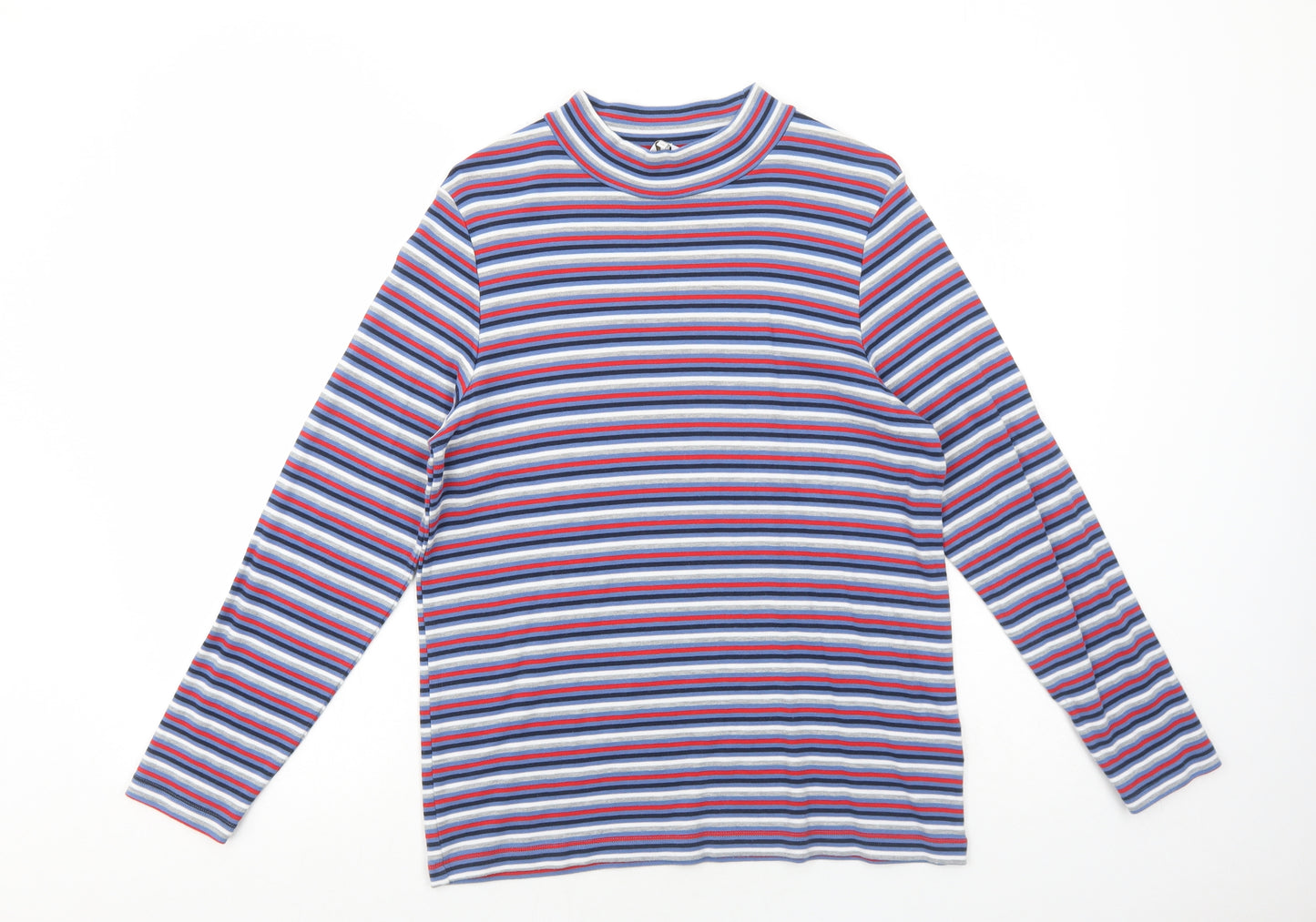 Cotton Traders Womens Multicoloured Striped Cotton Basic Tank Size 18 Mock Neck