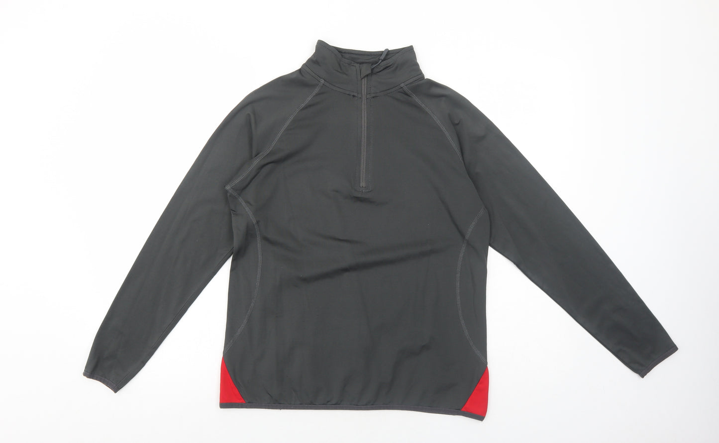 Crane Womens Grey Polyester Pullover Casual Size M High Neck Zip