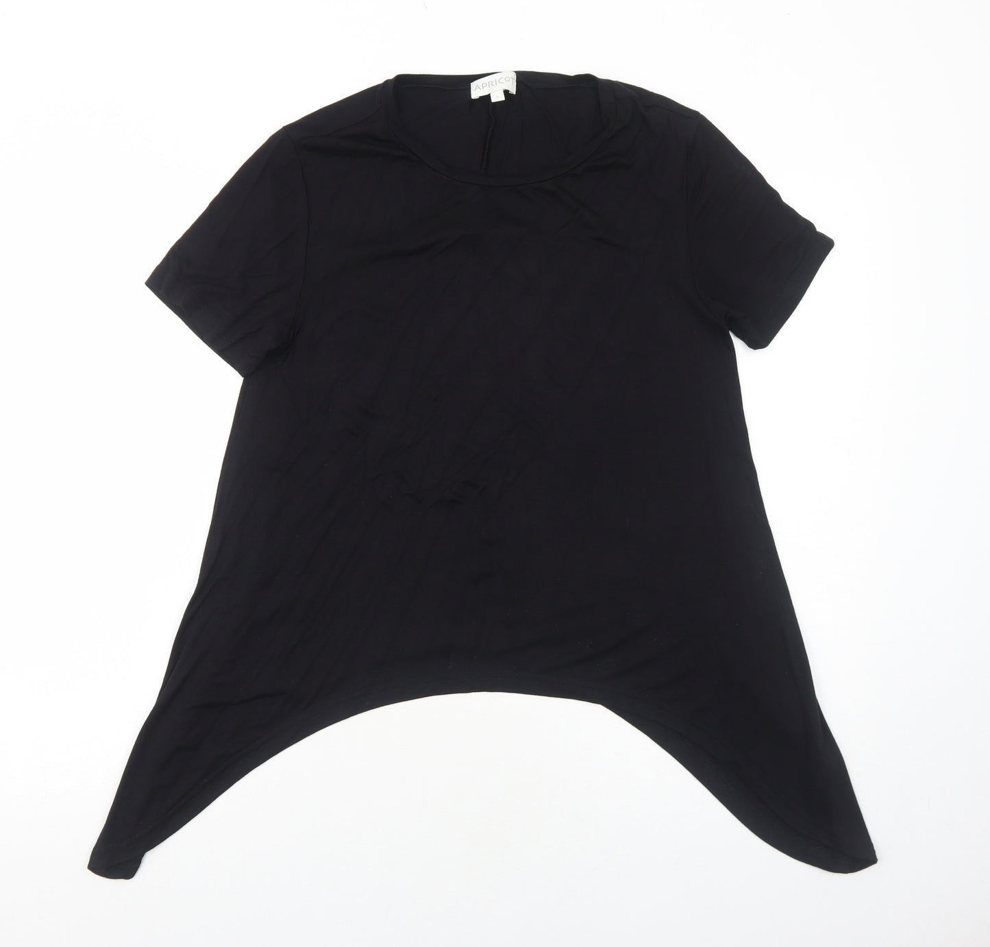 Apricot Womens Black Viscose Basic T-Shirt Size S Boat Neck - Asymmetric