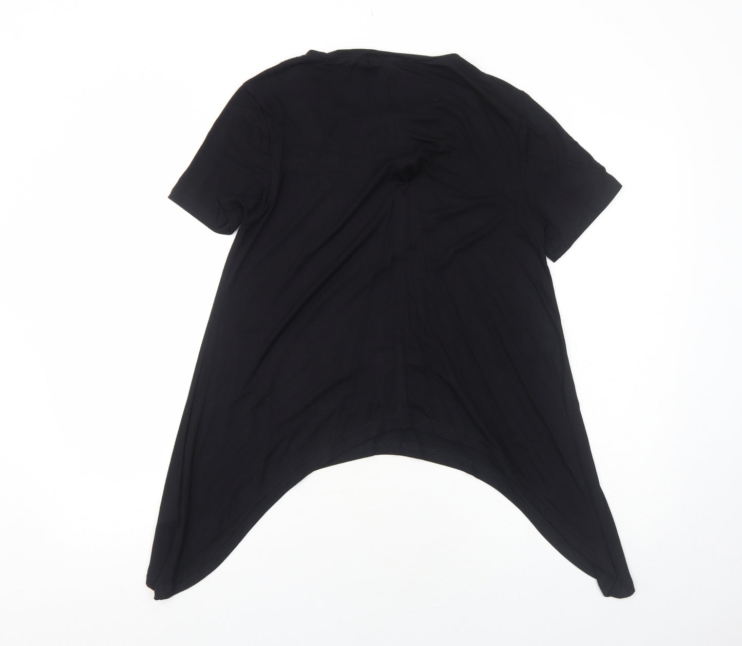 Apricot Womens Black Viscose Basic T-Shirt Size S Boat Neck - Asymmetric