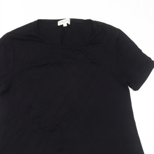 Apricot Womens Black Viscose Basic T-Shirt Size S Boat Neck - Asymmetric