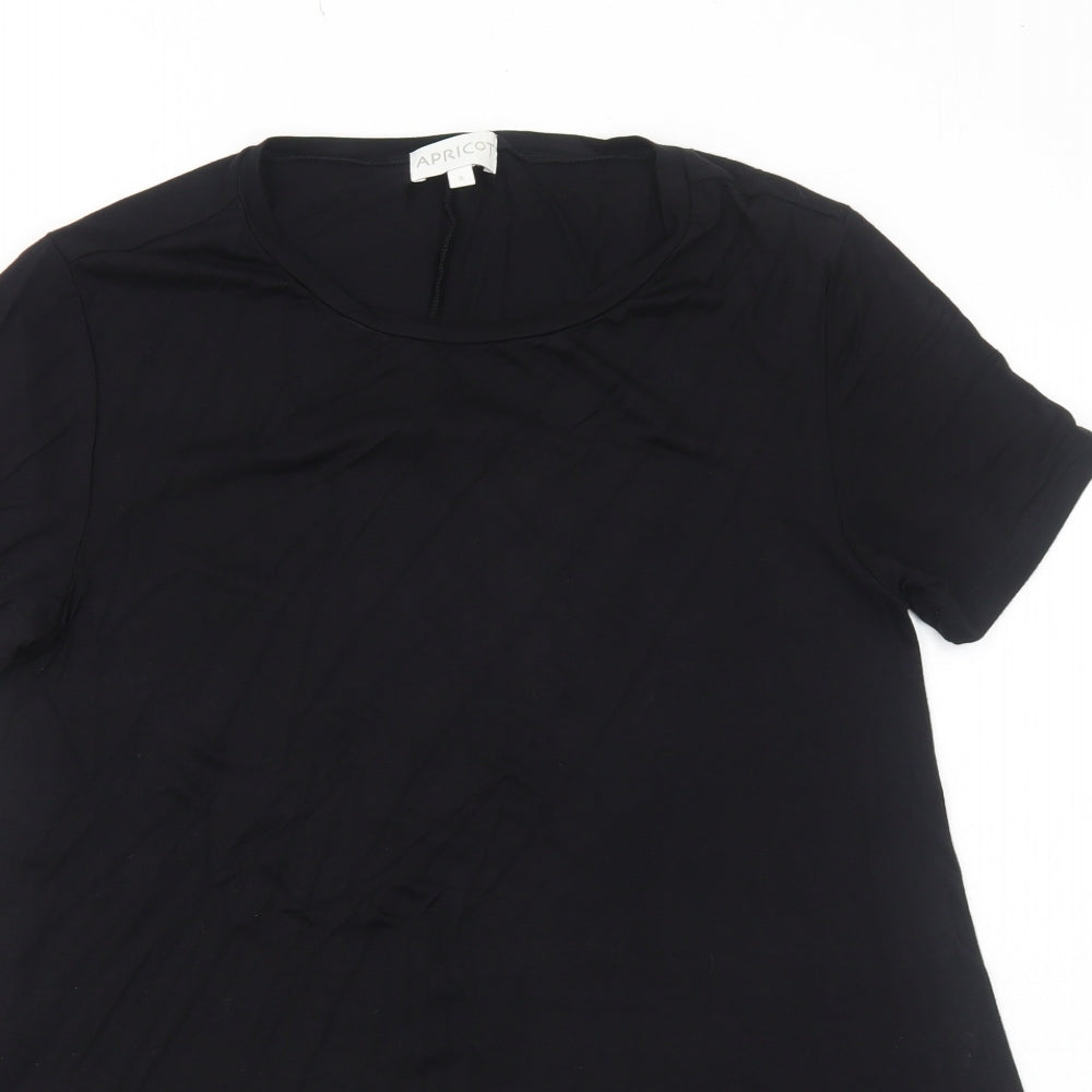 Apricot Womens Black Viscose Basic T-Shirt Size S Boat Neck - Asymmetric