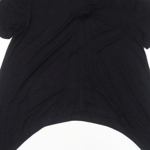 Apricot Womens Black Viscose Basic T-Shirt Size S Boat Neck - Asymmetric