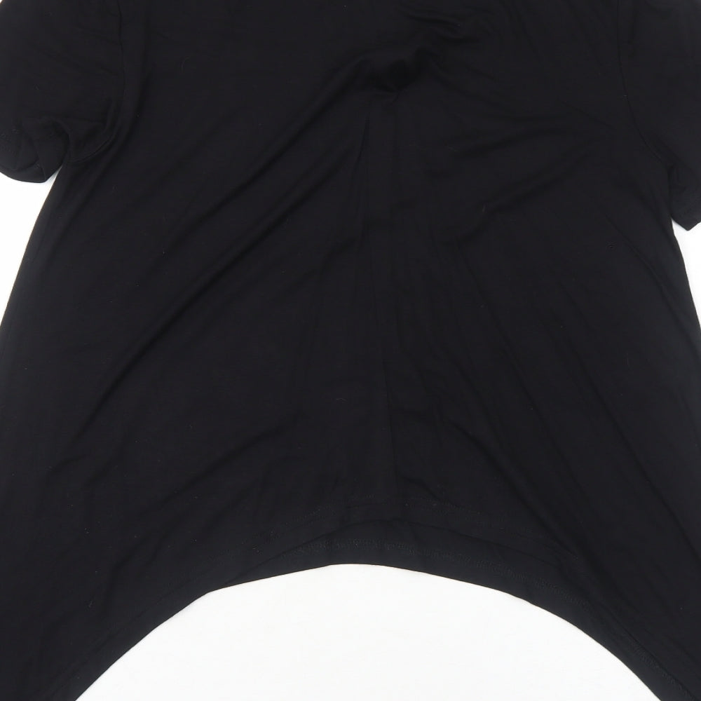Apricot Womens Black Viscose Basic T-Shirt Size S Boat Neck - Asymmetric