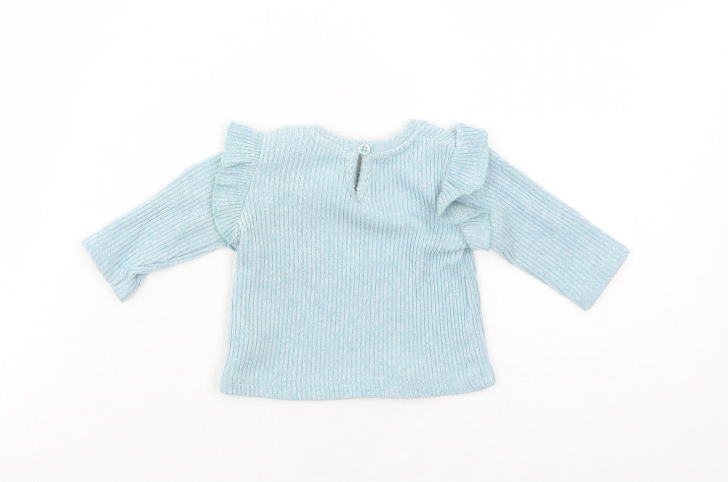 Matalan Girls Blue Cotton Basic T-Shirt Size Newborn Round Neck Button