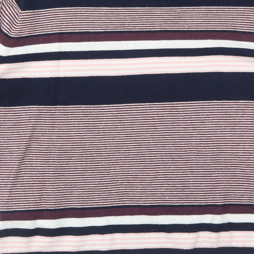 Great Plains Womens Multicoloured Mock Neck Striped Cotton Pullover Jumper Size XS