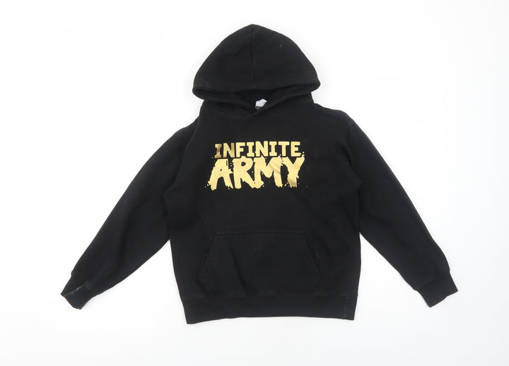 Famona Boys Black Cotton Pullover Hoodie Size 7-8 Years Pullover - Infinite Army
