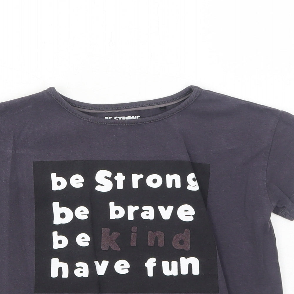 George Boys Black Cotton Basic T-Shirt Size 6-7 Years Round Neck Pullover - Be Strong Be Brave Be Kind Have Fun