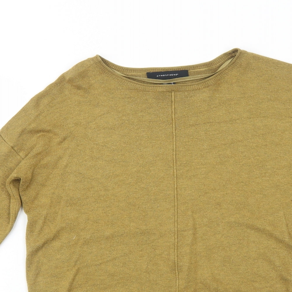 Atmosphere Womens Green Boat Neck Viscose Pullover Jumper Size 8