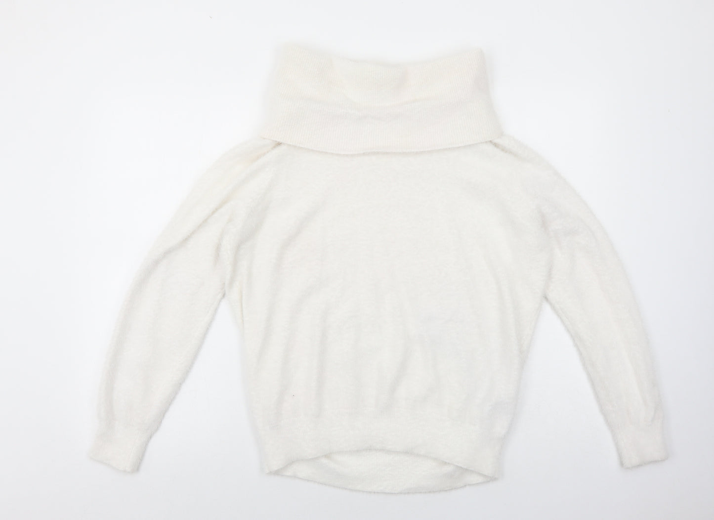 Klass Womens White Roll Neck Acrylic Pullover Jumper Size XL