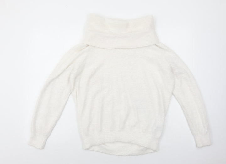 Klass Womens White Roll Neck Acrylic Pullover Jumper Size XL