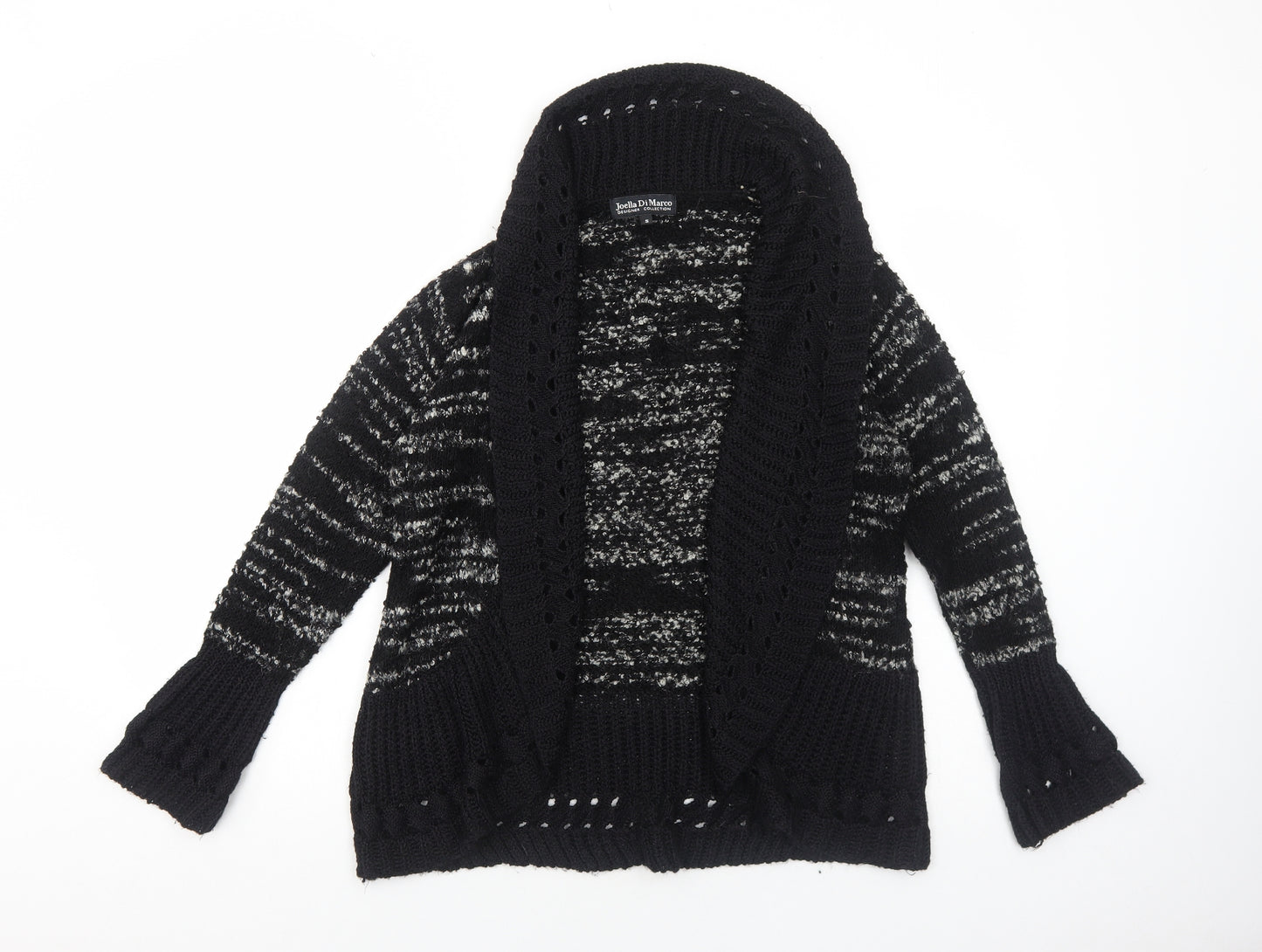 Joella Di Marco Womens Black Collared Acrylic Cardigan Jumper Size S