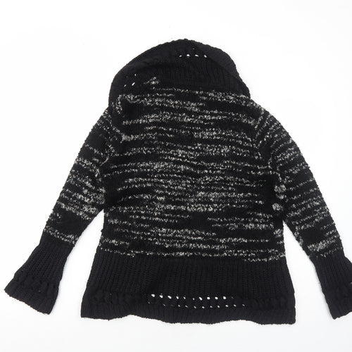Joella Di Marco Womens Black Collared Acrylic Cardigan Jumper Size S