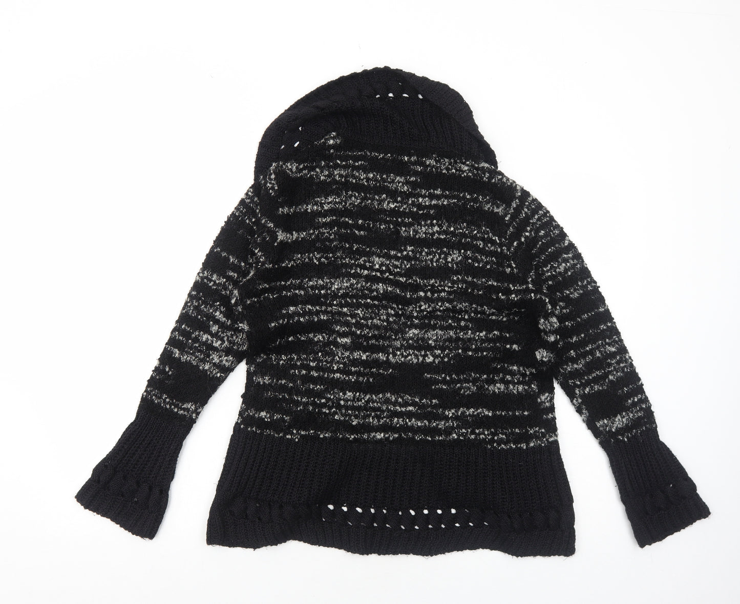Joella Di Marco Womens Black Collared Acrylic Cardigan Jumper Size S