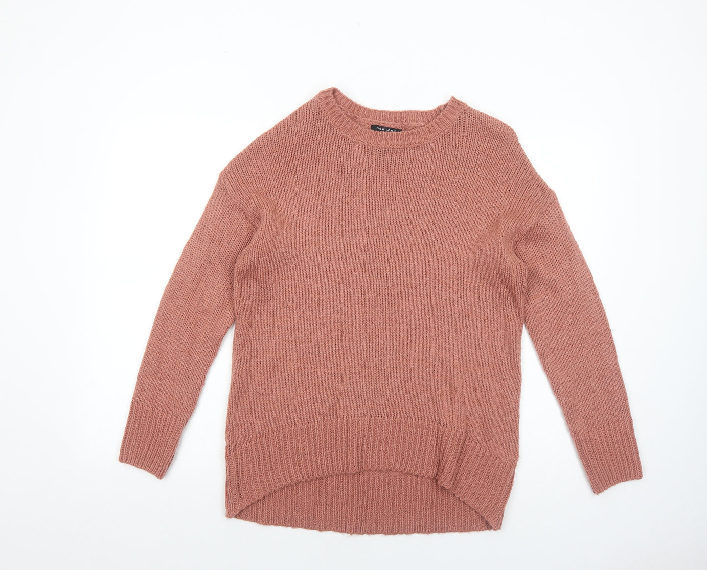 New Look Womens Pink Boat Neck Acrylic Pullover Jumper Size M