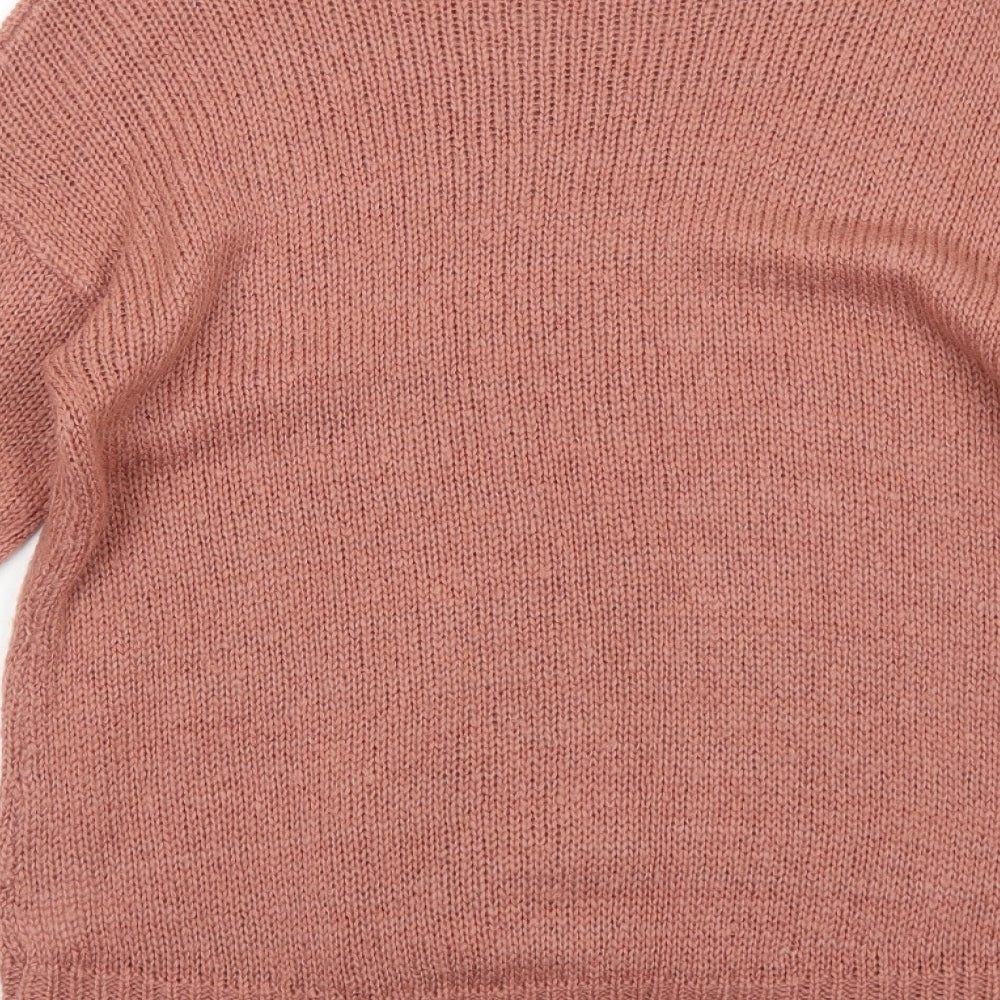 New Look Womens Pink Boat Neck Acrylic Pullover Jumper Size M