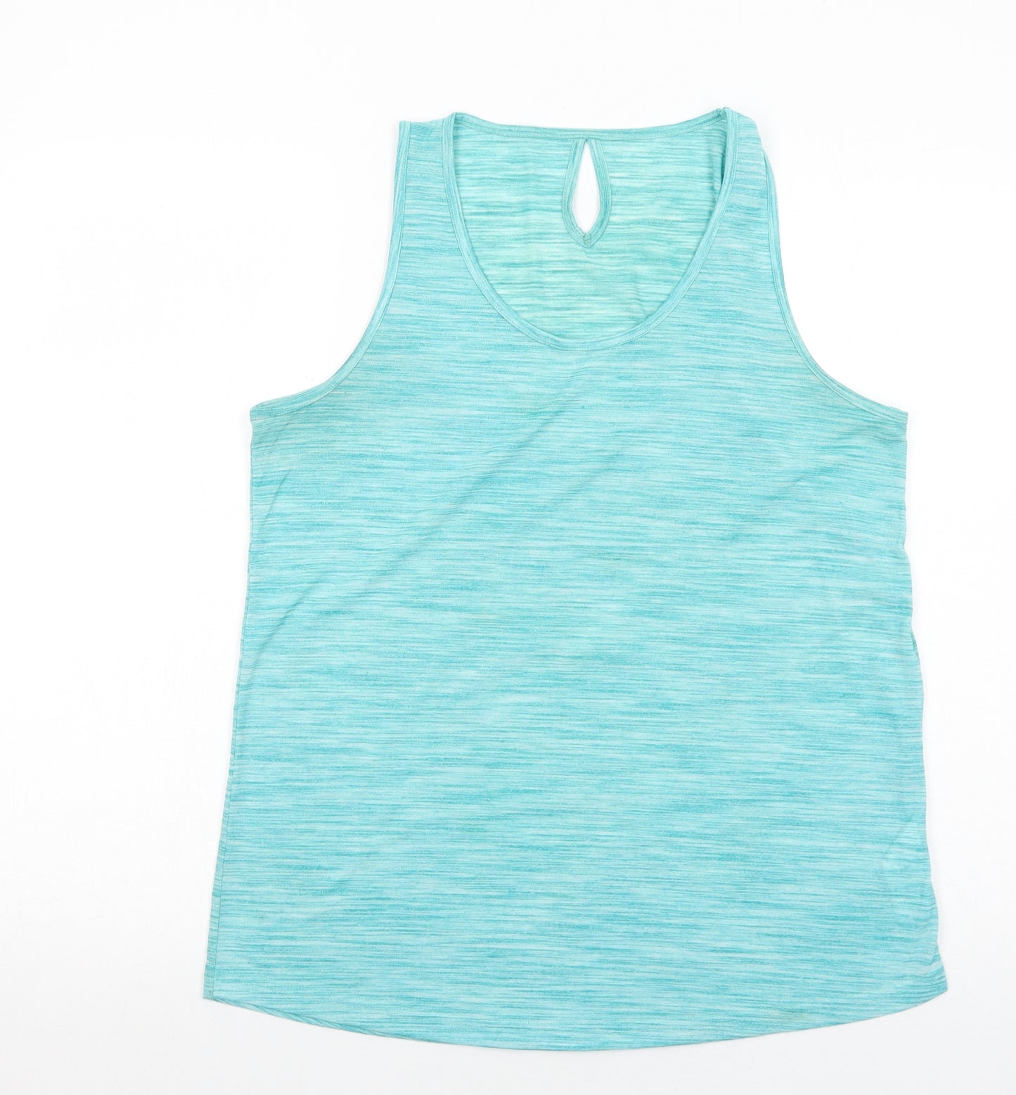 Beach Time Womens Blue Geometric Polyester Basic Tank Size 14 Round Neck