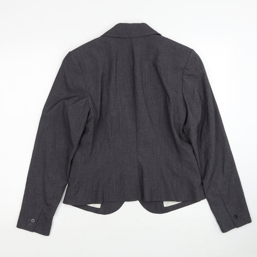 H&M Womens Grey Polyester Jacket Blazer Size 12