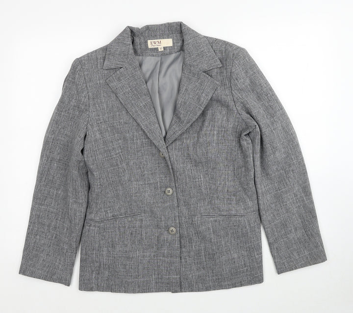 EWM Womens Grey Polyester Jacket Suit Jacket Size 12