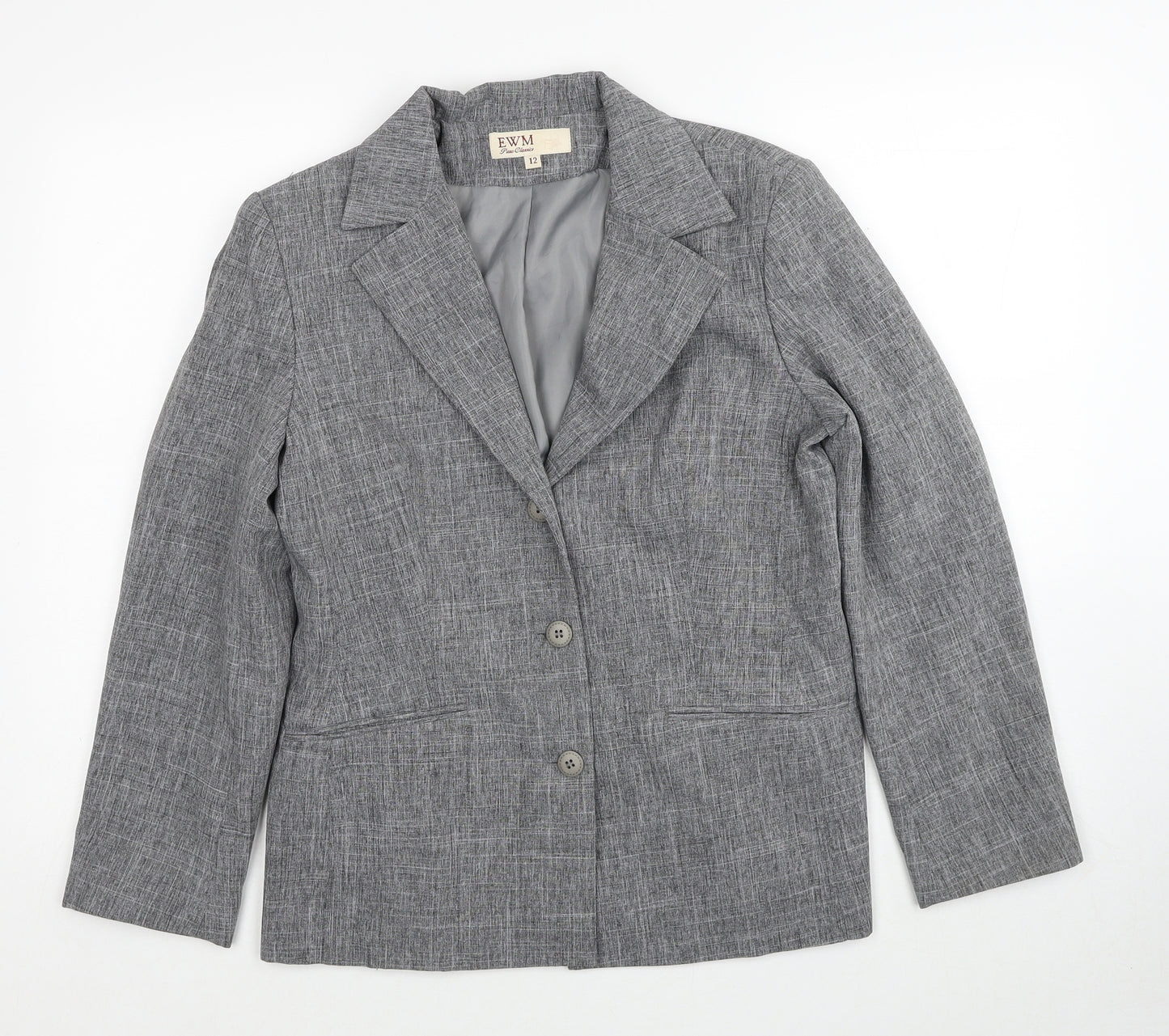 EWM Womens Grey Polyester Jacket Suit Jacket Size 12
