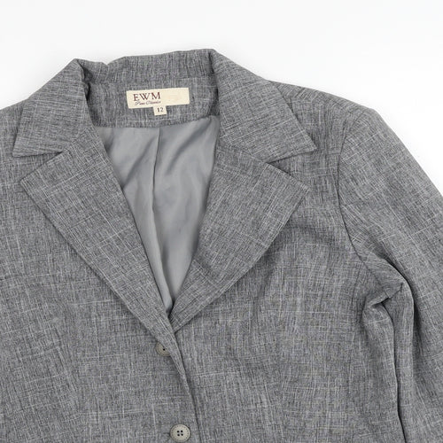 EWM Womens Grey Polyester Jacket Suit Jacket Size 12