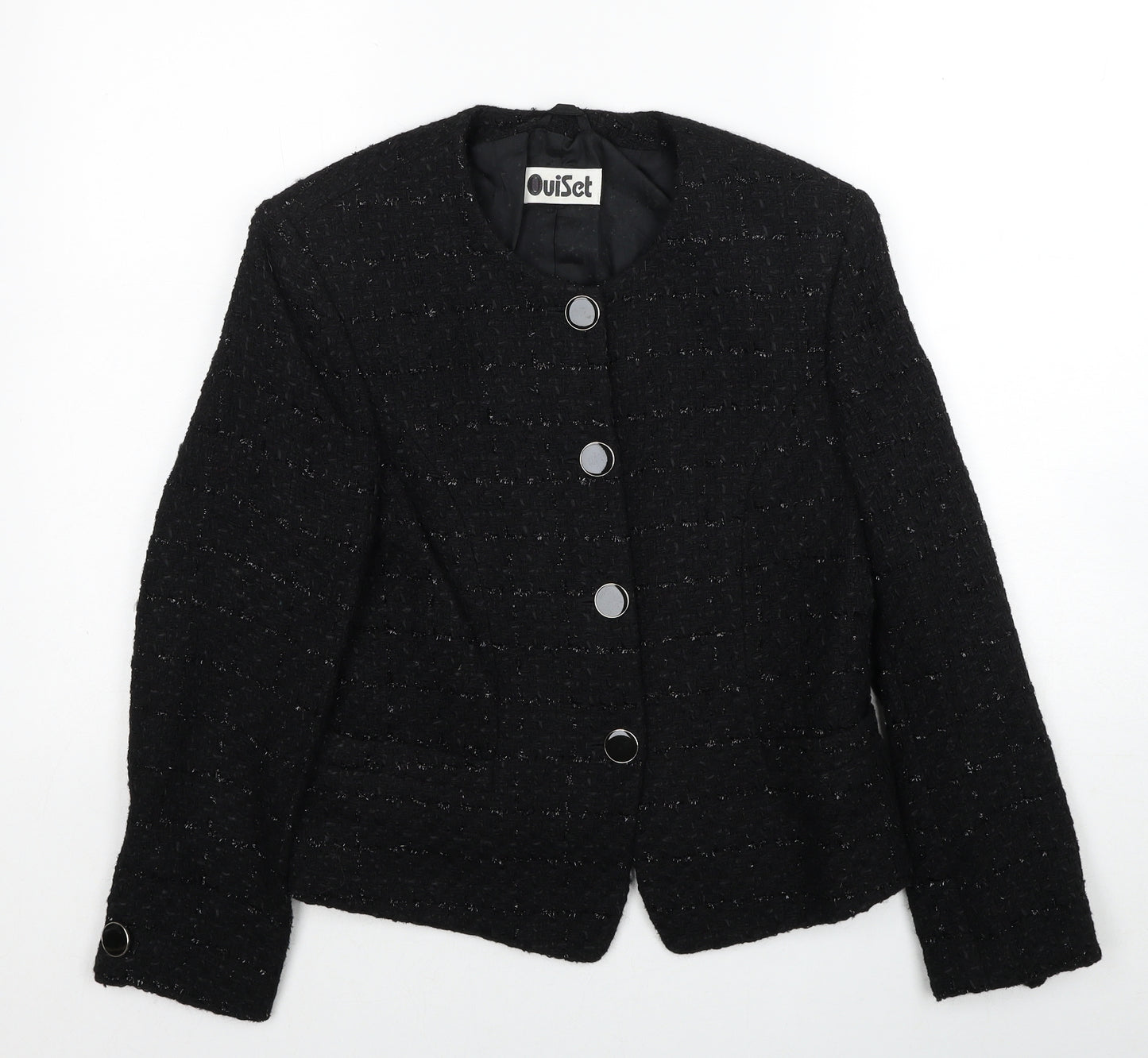 Ouiset Womens Black Jacket Blazer Size 10 Button