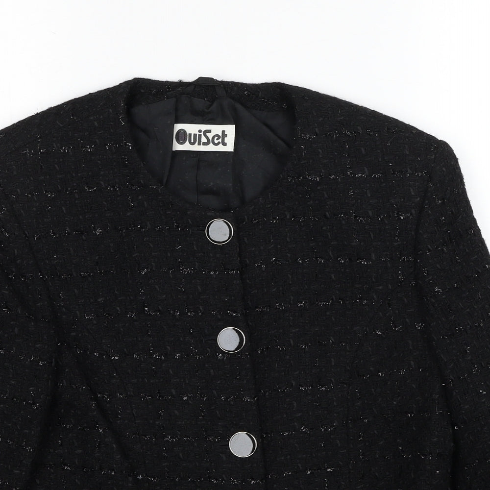 Ouiset Womens Black Jacket Blazer Size 10 Button