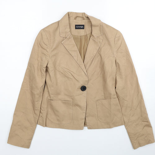 George Womens Beige Cotton Jacket Blazer Size 8