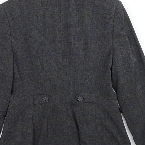 NEXT Womens Grey Plaid Polyester Jacket Blazer Size 8
