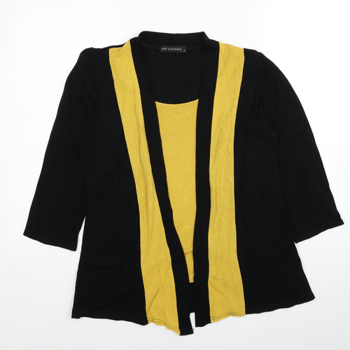 Just Elegance Womens Black V-Neck Striped Viscose Pullover Jumper Size 14 - Twin Set