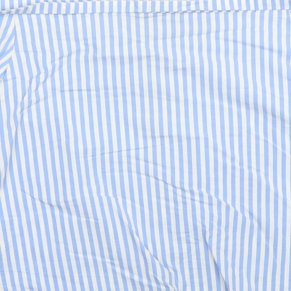 New Look Womens Blue Striped Cotton Basic Blouse Size 6 Off the Shoulder