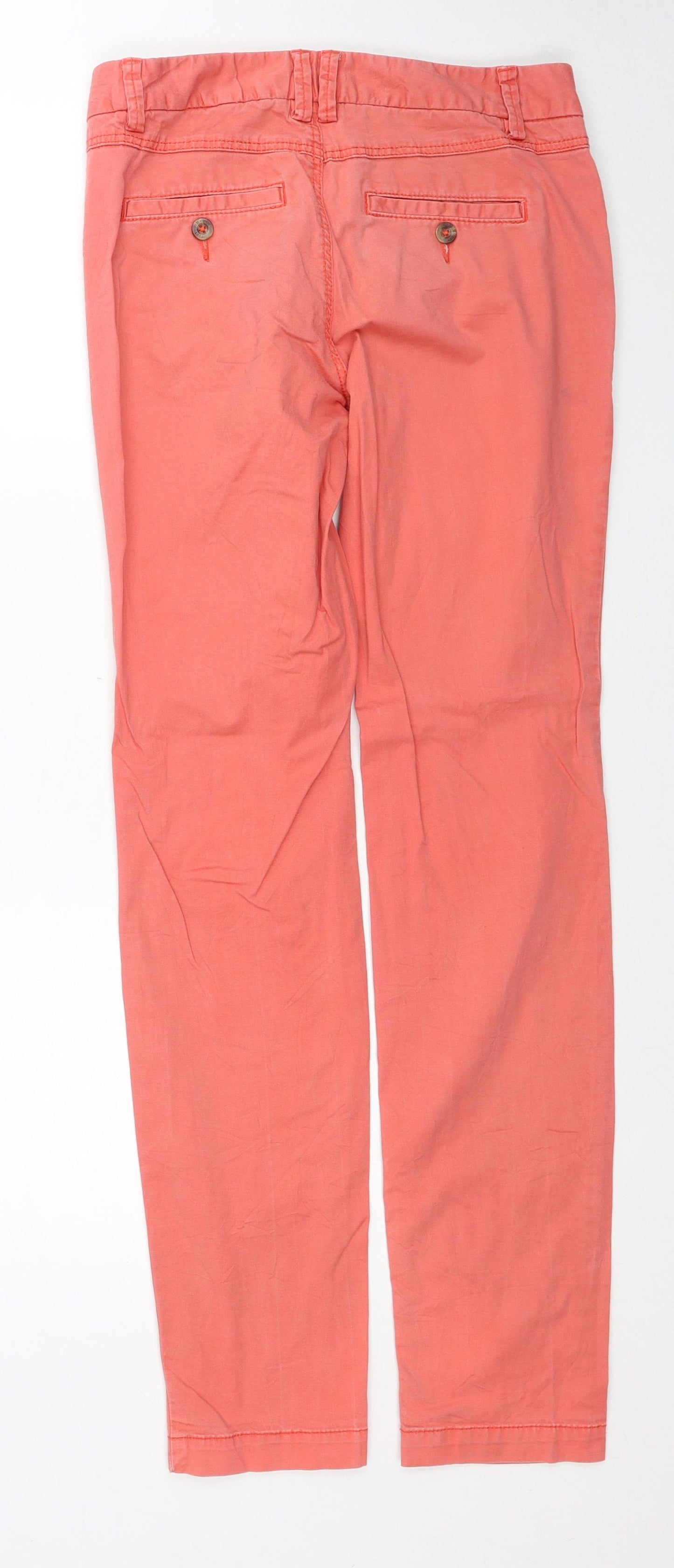 H&M Womens Red Cotton Trousers Size 6 Regular Zip
