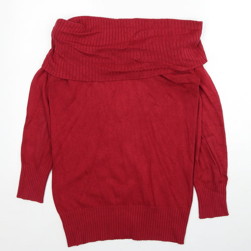 ZOOMP Womens Red Roll Neck Cotton Pullover Jumper Size M