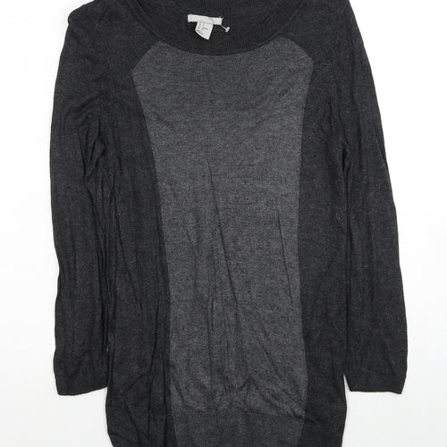 H&M Womens Grey Round Neck Viscose Pullover Jumper Size S