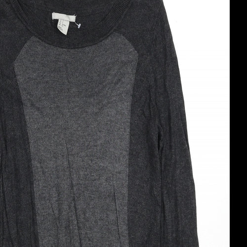 H&M Womens Grey Round Neck Viscose Pullover Jumper Size S