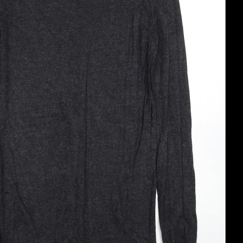 H&M Womens Grey Round Neck Viscose Pullover Jumper Size S