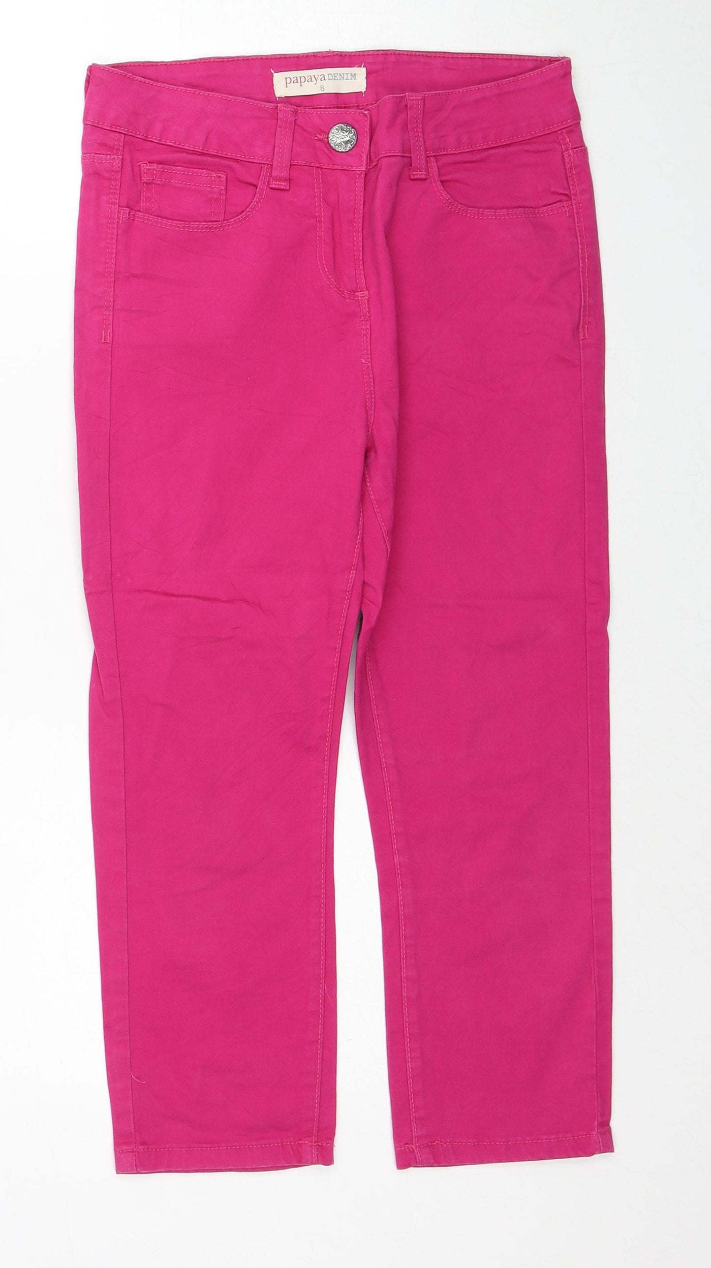 Papaya Womens Pink Cotton Straight Jeans Size 8 Regular Zip