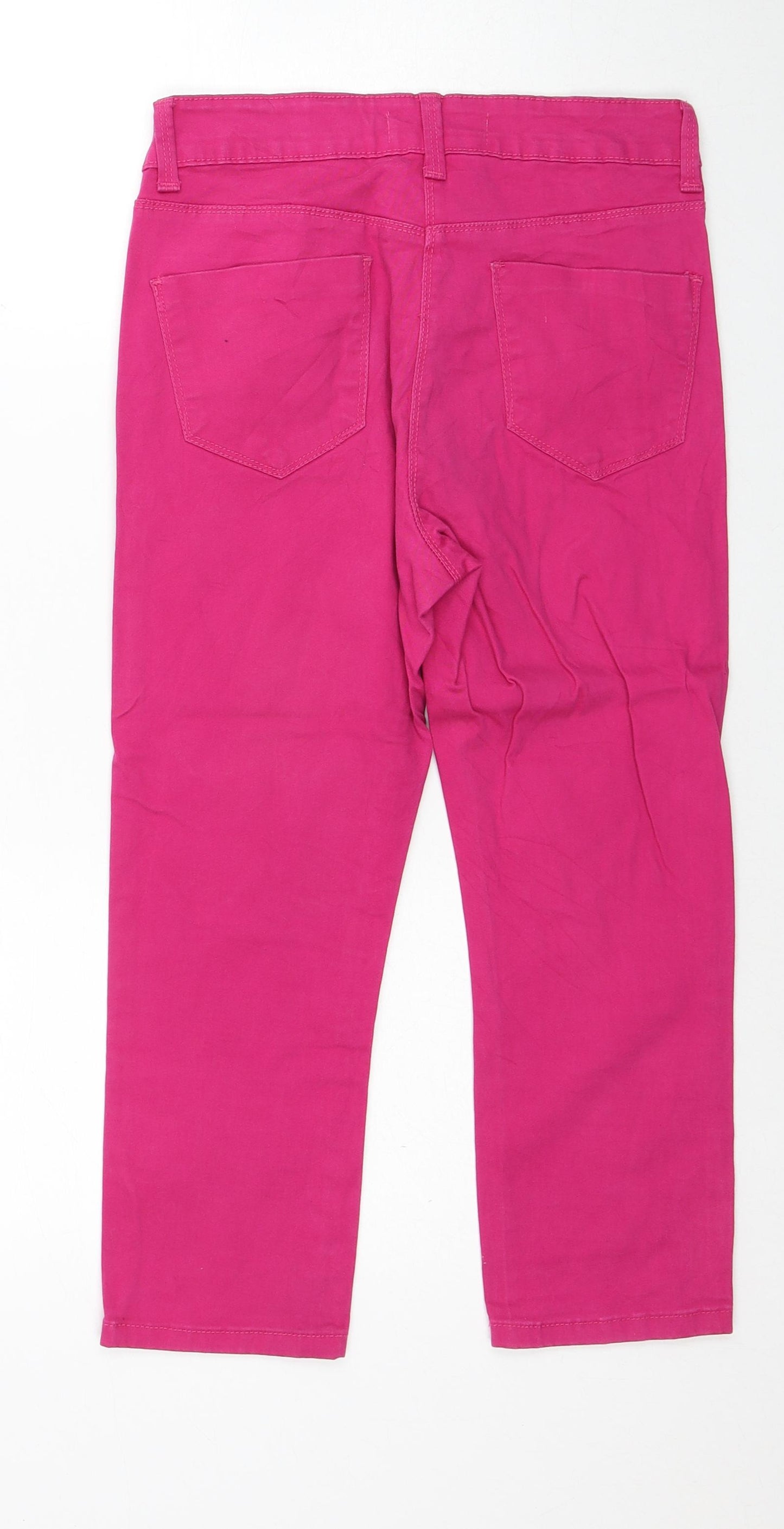 Papaya Womens Pink Cotton Straight Jeans Size 8 Regular Zip