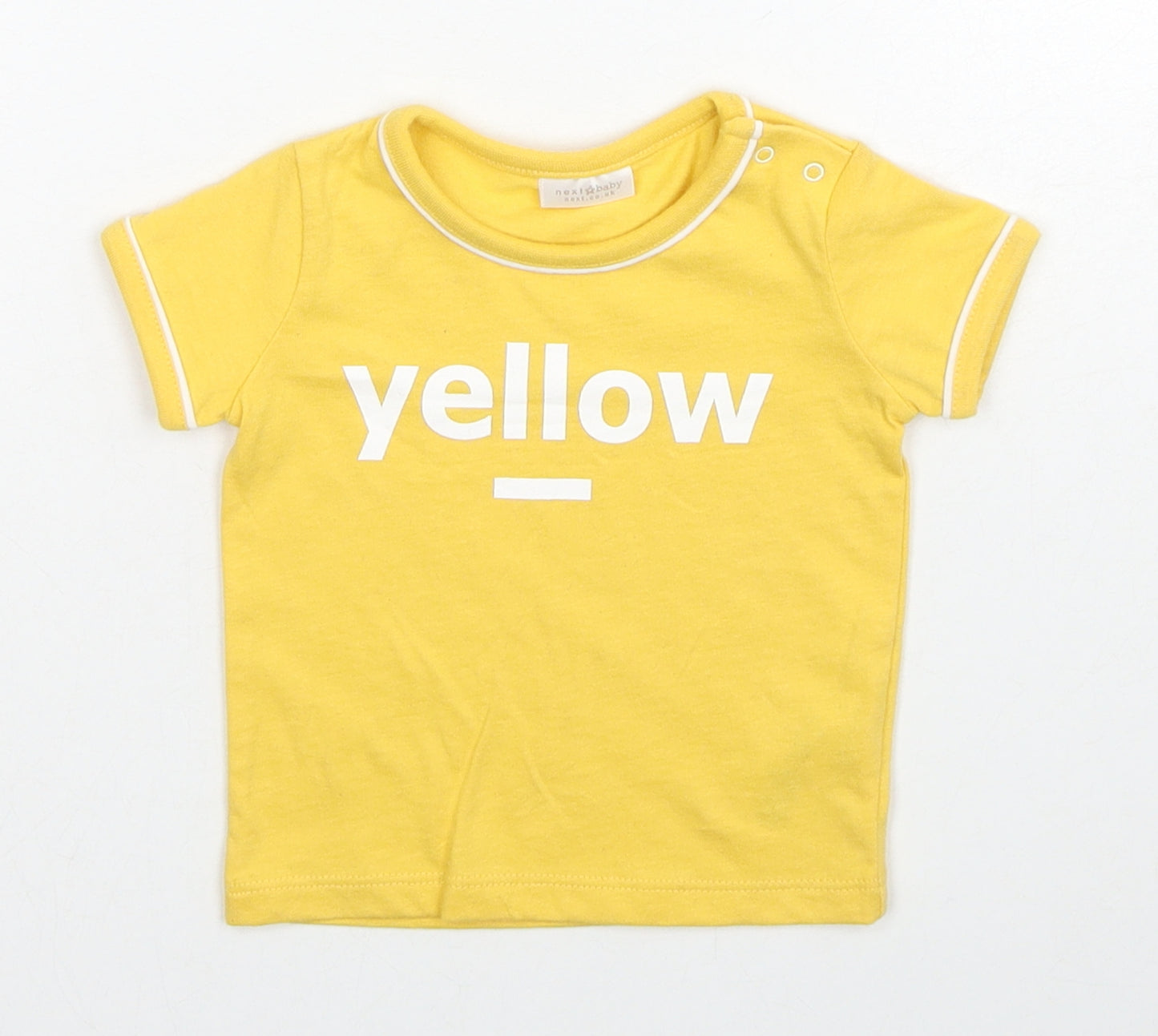 NEXT Yellow Cotton Basic T-Shirt Size 0-3 Months Round Neck Button - Yellow