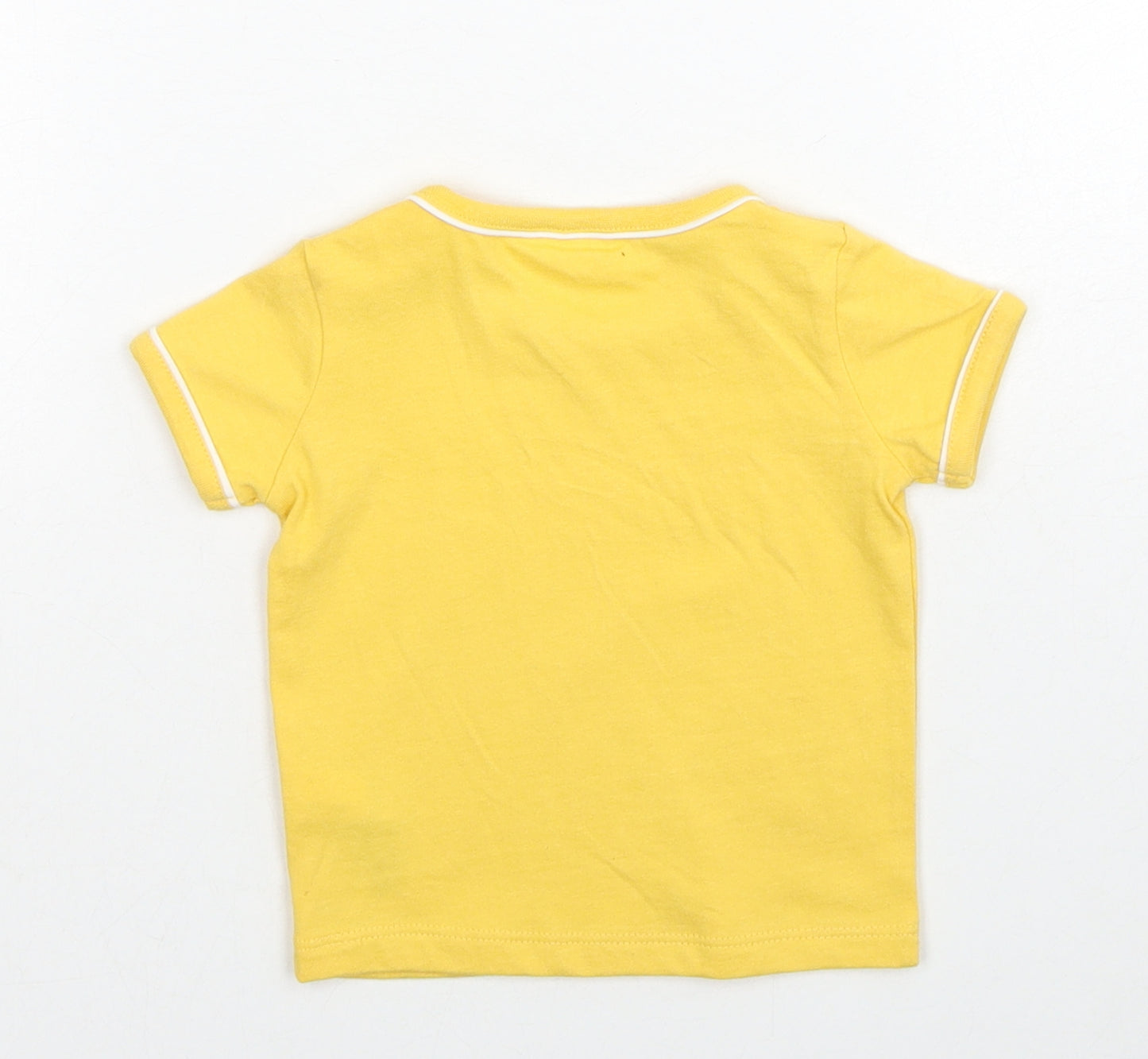 NEXT Yellow Cotton Basic T-Shirt Size 0-3 Months Round Neck Button - Yellow