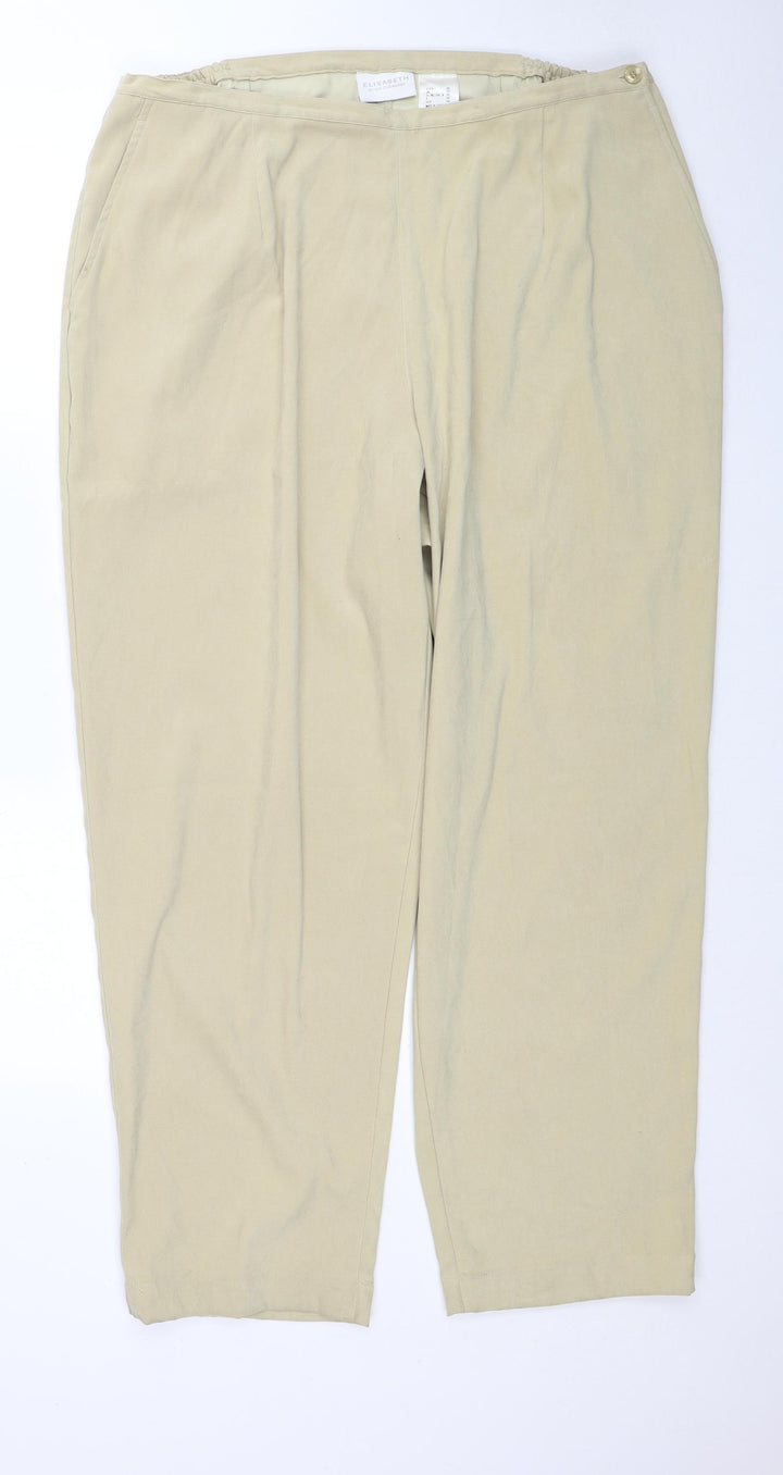 Elisabeth Womens Beige Polyester Trousers Size 22 Regular Zip