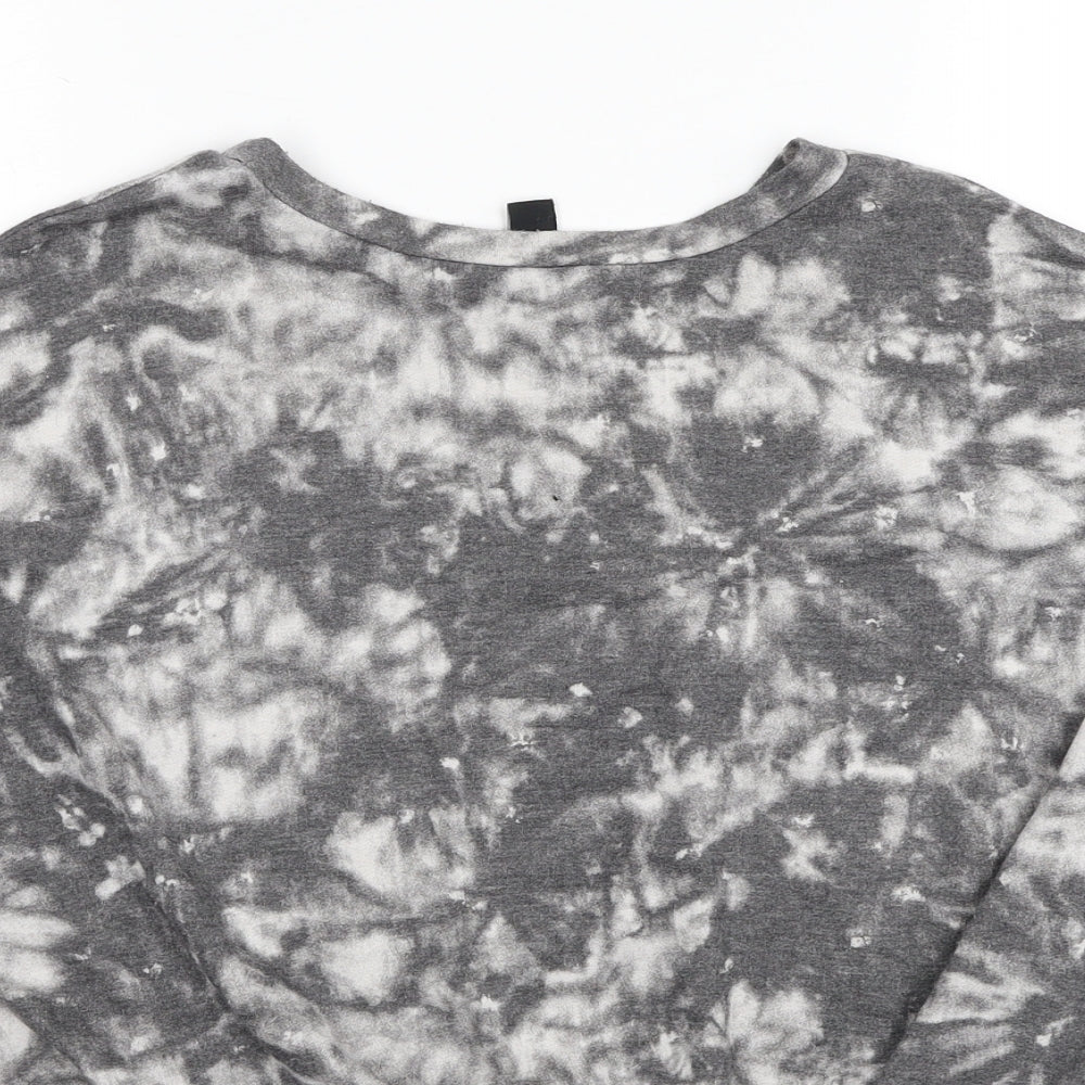 New Look Womens Grey Geometric Polyester Pullover Sweatshirt Size L Pullover