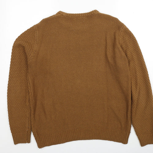 Cedar Wood State Mens Brown Round Neck Acrylic Pullover Jumper Size M Long Sleeve