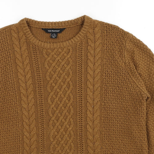 Cedar Wood State Mens Brown Round Neck Acrylic Pullover Jumper Size M Long Sleeve